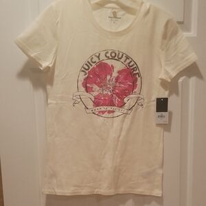 NEW! Juicy Couture Cream Tee with Pink Floral Graphic